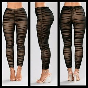 ruched mesh pants